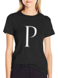 Mens Black T-Shirt with White P Design