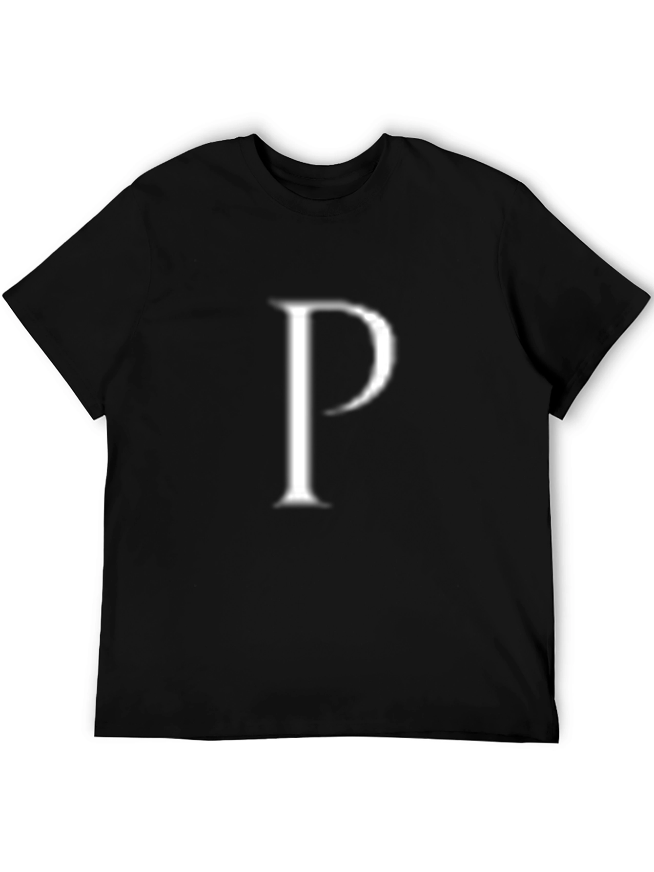 Mens Black T-Shirt with White P Design