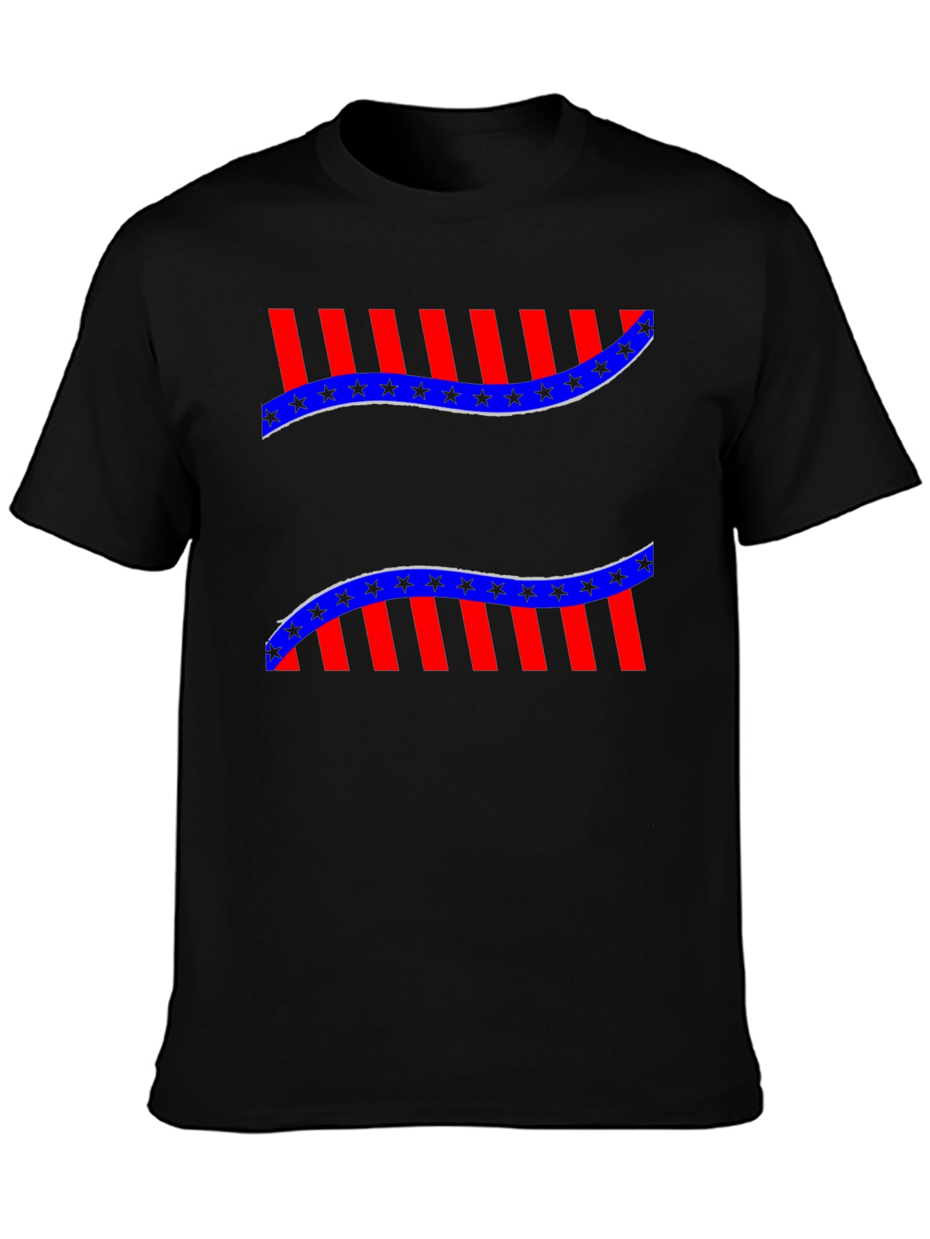 Patriotic Star & Stripe Graphic Tee - Mens Black T-Shirt