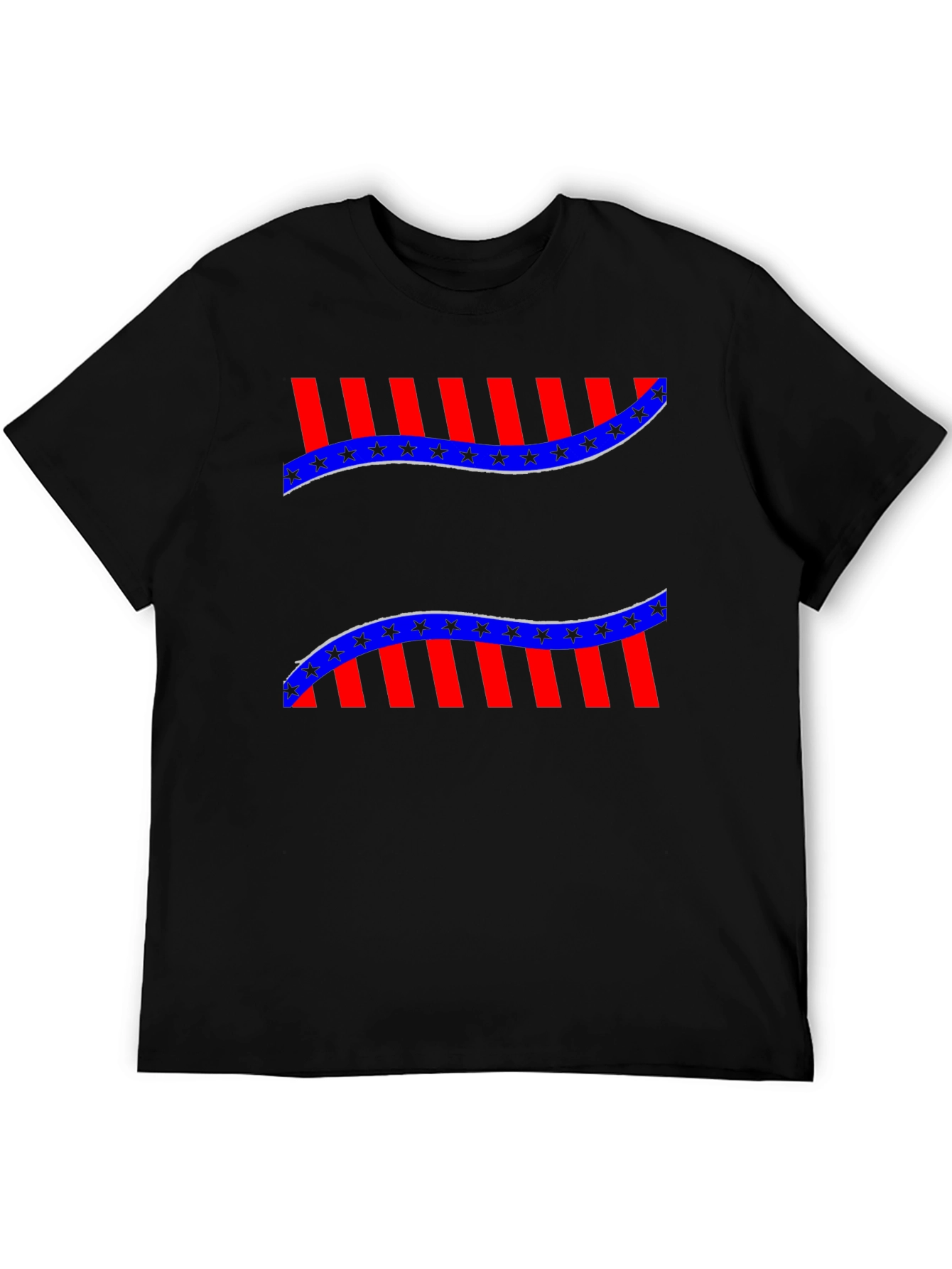 Patriotic Star & Stripe Graphic Tee - Mens Black T-Shirt