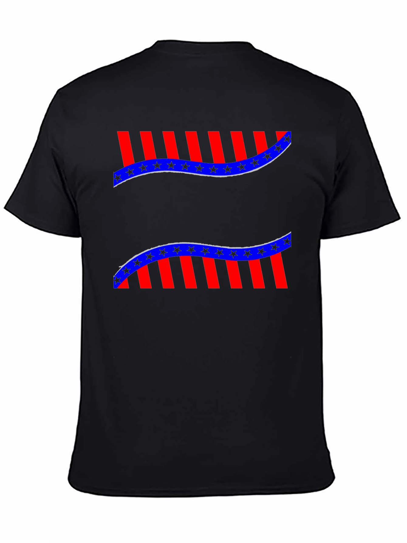Patriotic Star & Stripe Graphic Tee - Mens Black T-Shirt