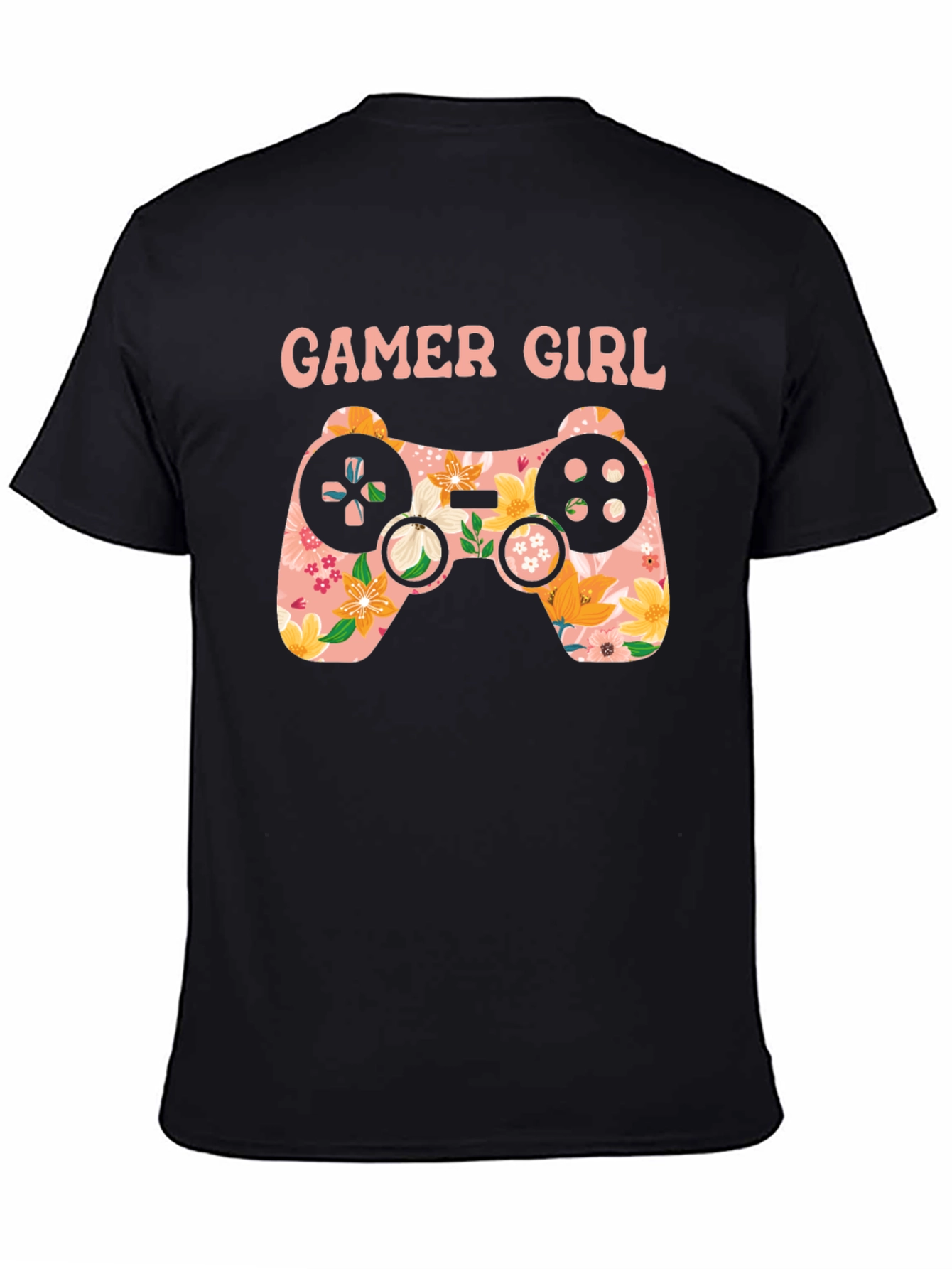 Gamer Girl Floral Controller Graphic Tee