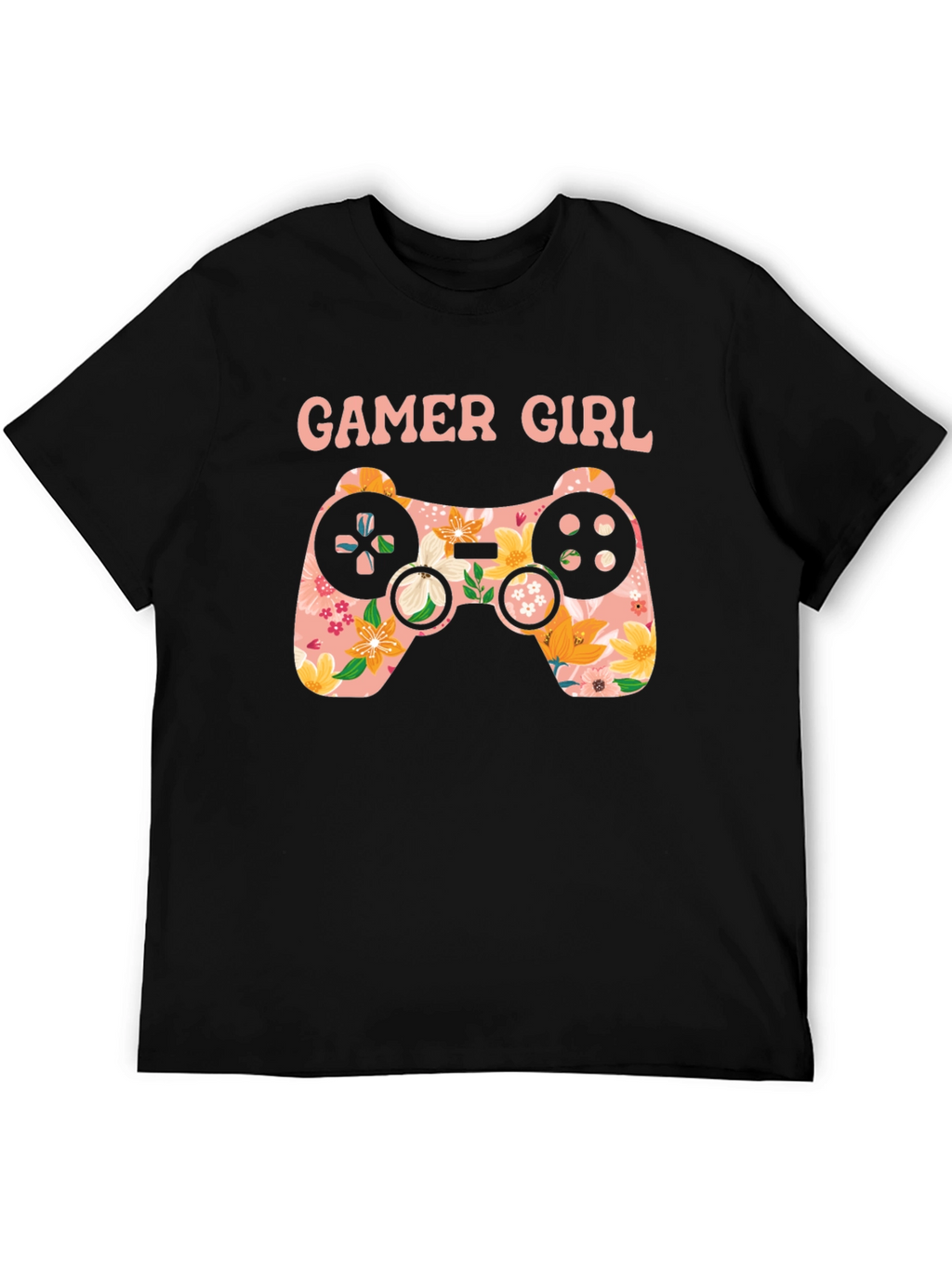 Gamer Girl Floral Controller Graphic Tee