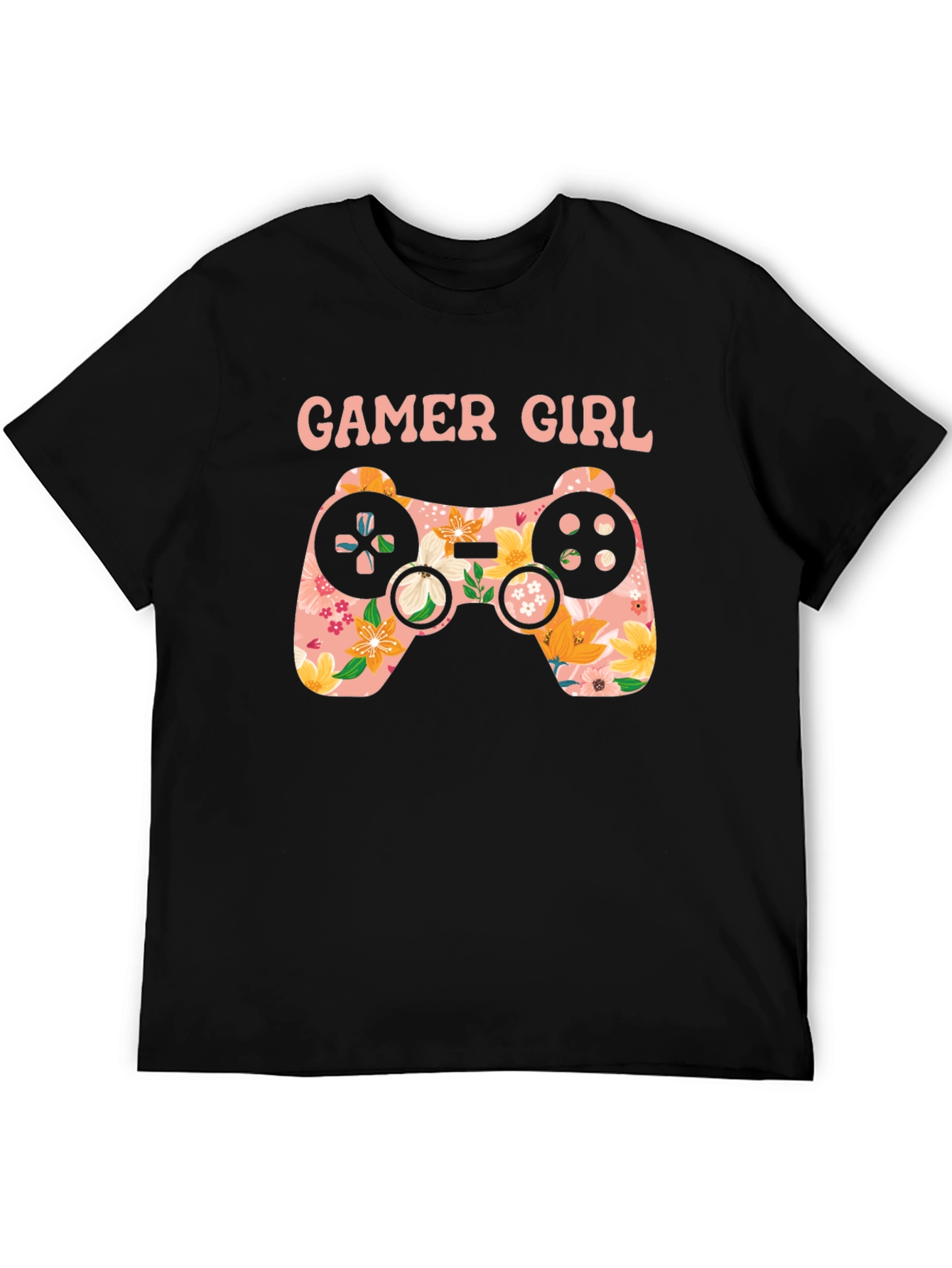 Gamer Girl Floral Controller Graphic Tee