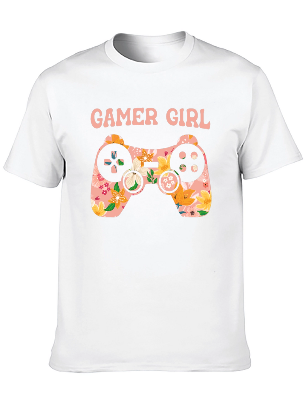 Gamer Girl Floral Controller Graphic Tee