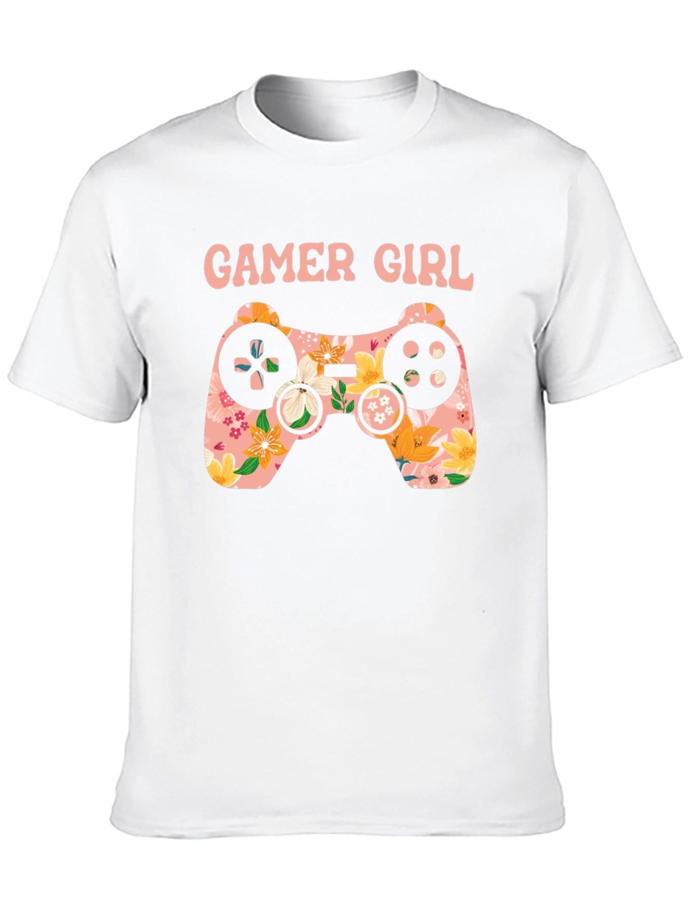 Gamer Girl Floral Controller Graphic Tee