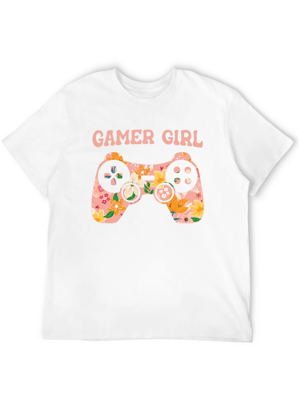 Gamer Girl Floral Controller Graphic Tee