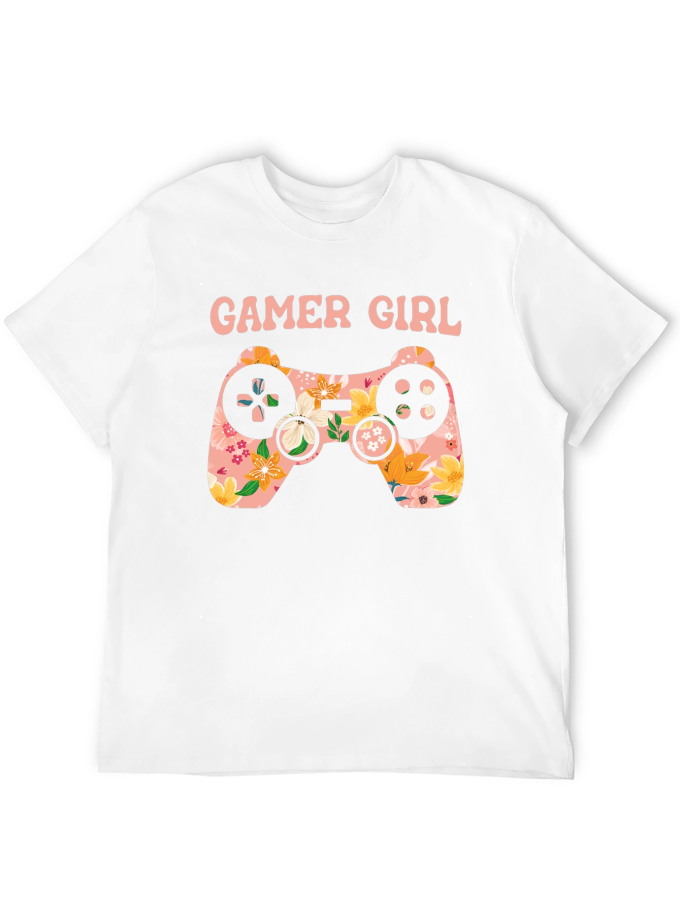 Gamer Girl Floral Controller Graphic Tee