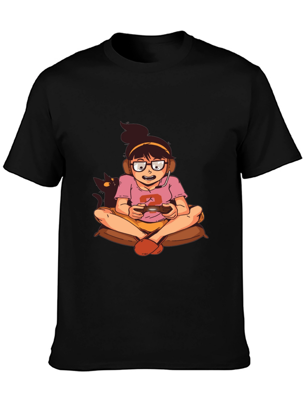 Gamer Girl T-Shirt - Black Cotton Graphic Tee