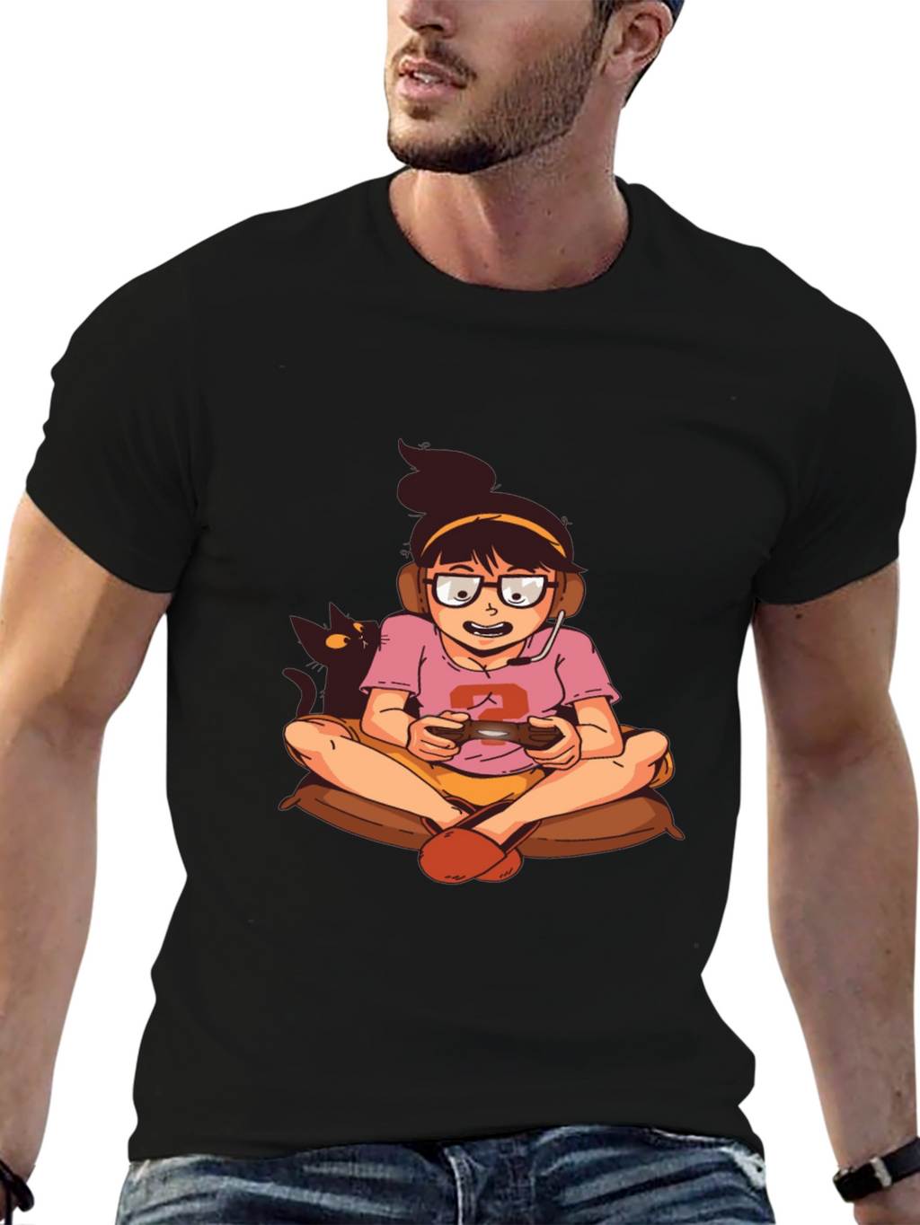 Gamer Girl T-Shirt - Black Cotton Graphic Tee