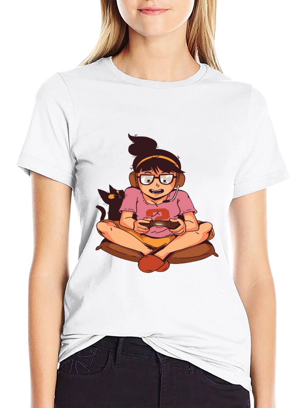 Gamer Girl T-Shirt - Black Cotton Graphic Tee