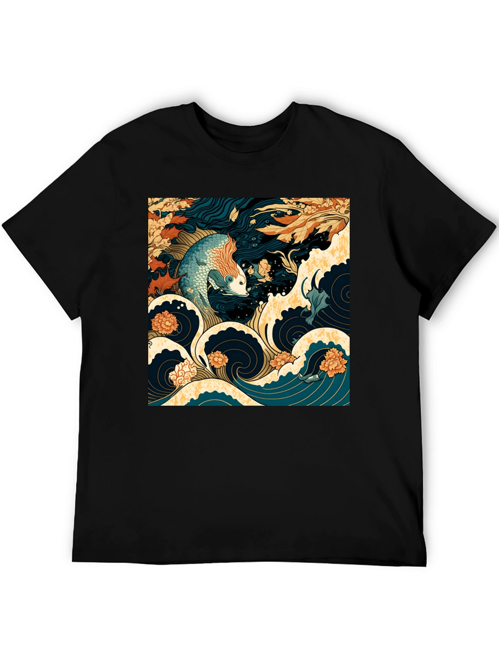 Koi Fish Graphic Black T-Shirt