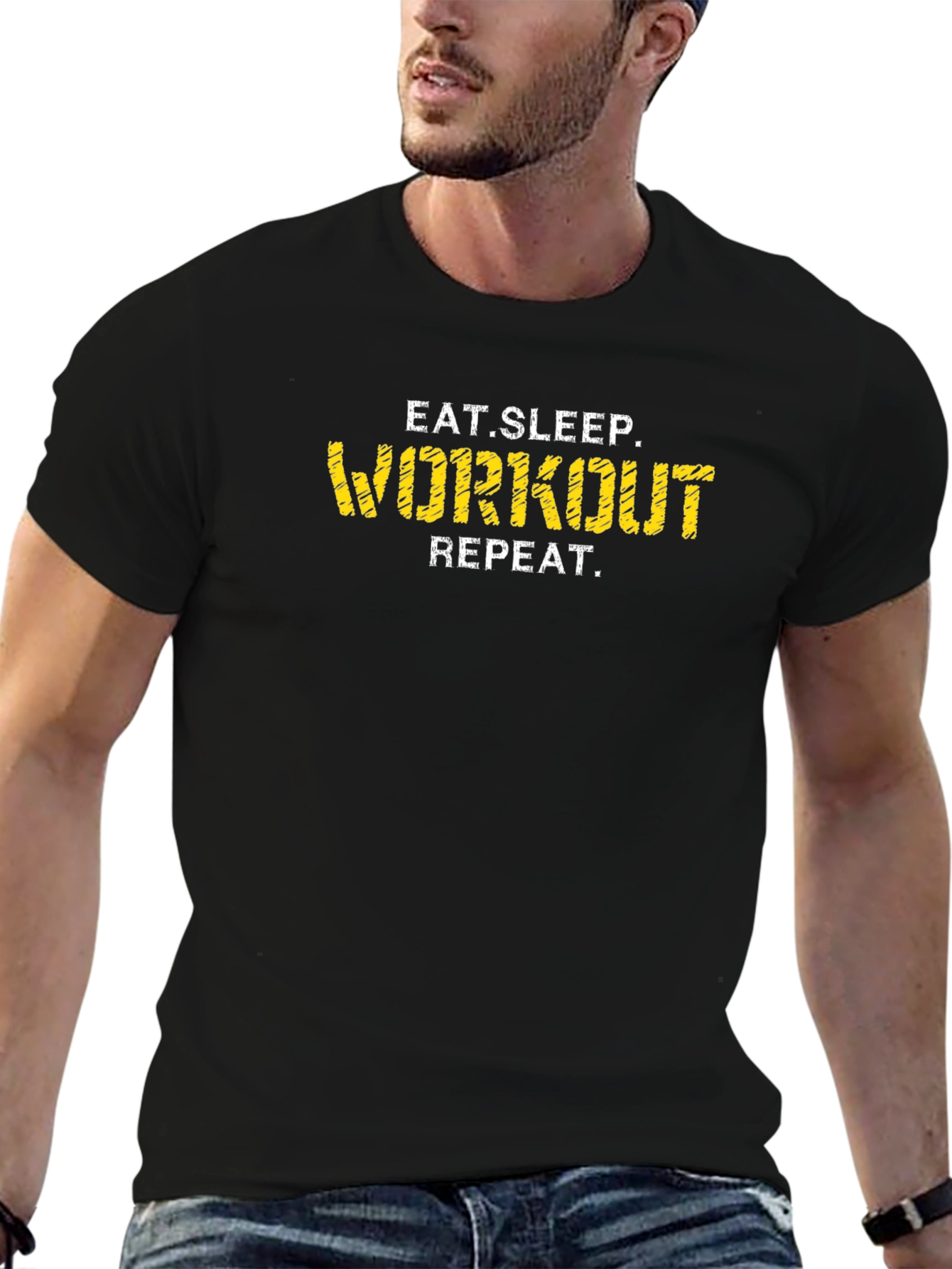 Eat Sleep Workout Repeat Graphic Tee
