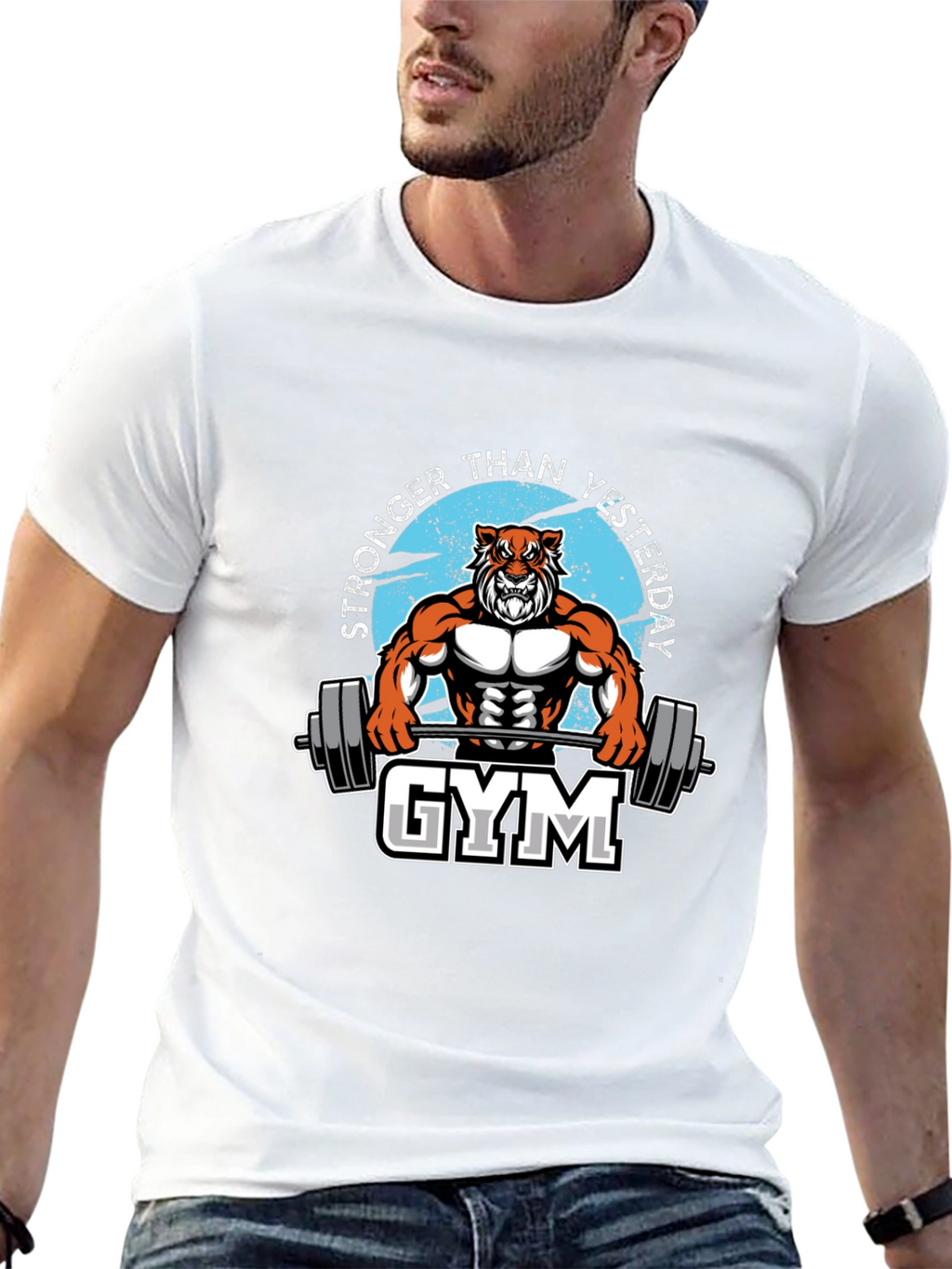 Stronger Than Yesterday Gym Tiger T-Shirt