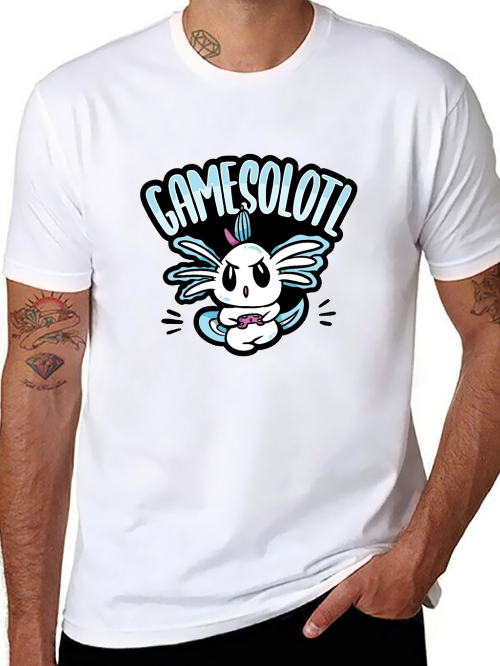 GAMESOLOTL Black Cotton Graphic T-Shirt