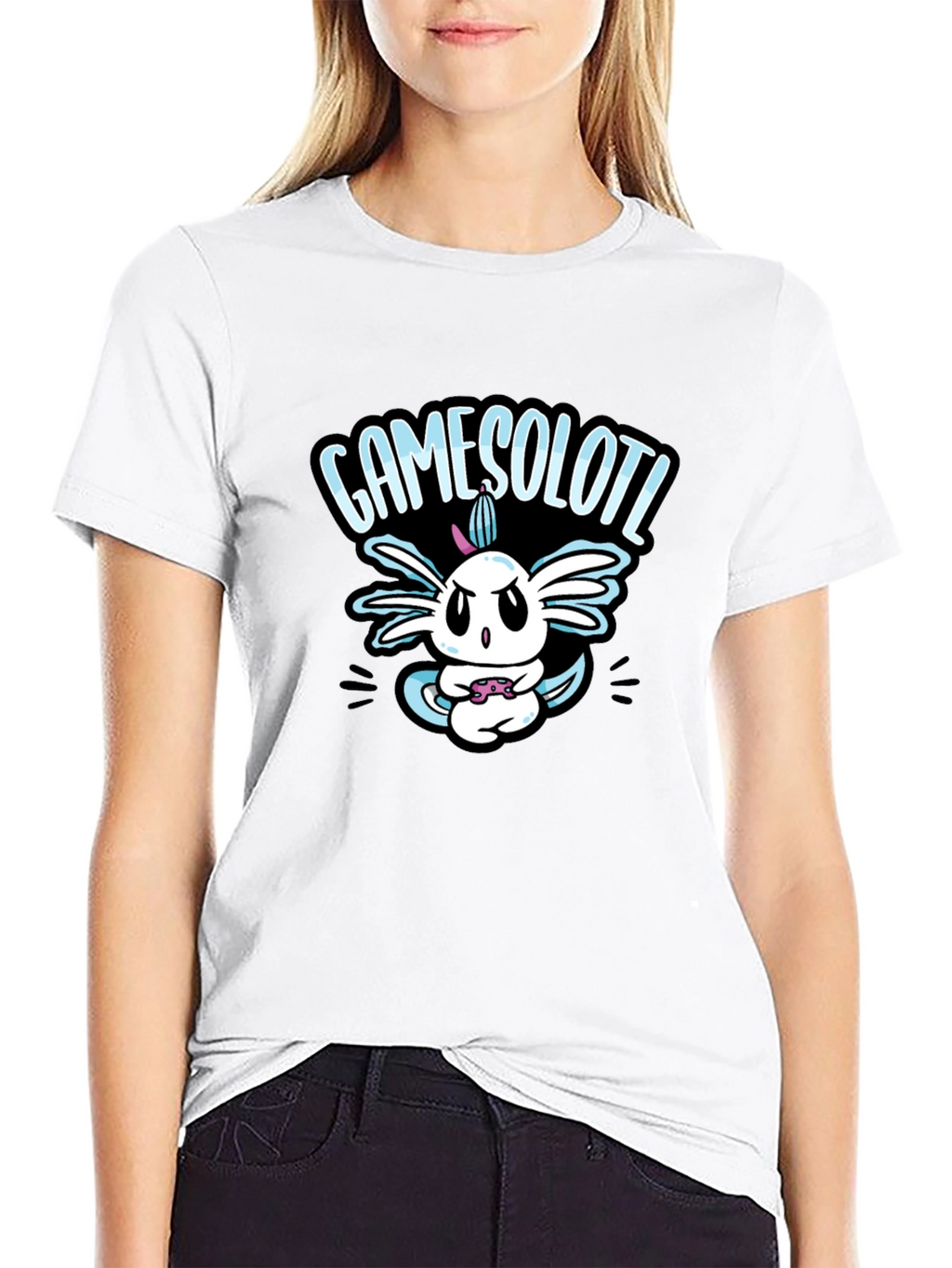 GAMESOLOTL Black Cotton Graphic T-Shirt
