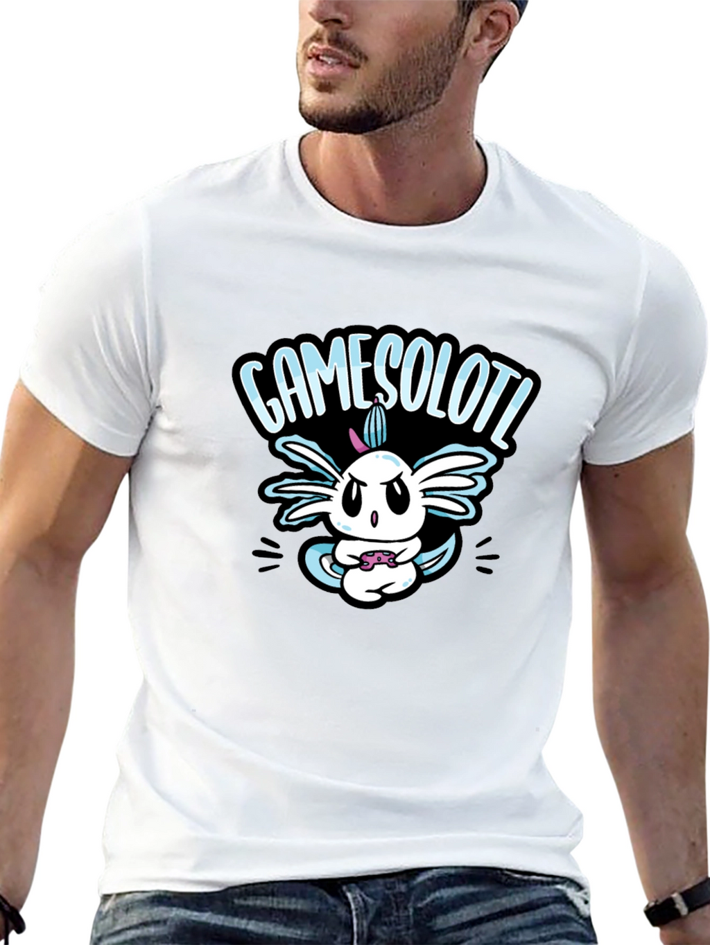 GAMESOLOTL Black Cotton Graphic T-Shirt