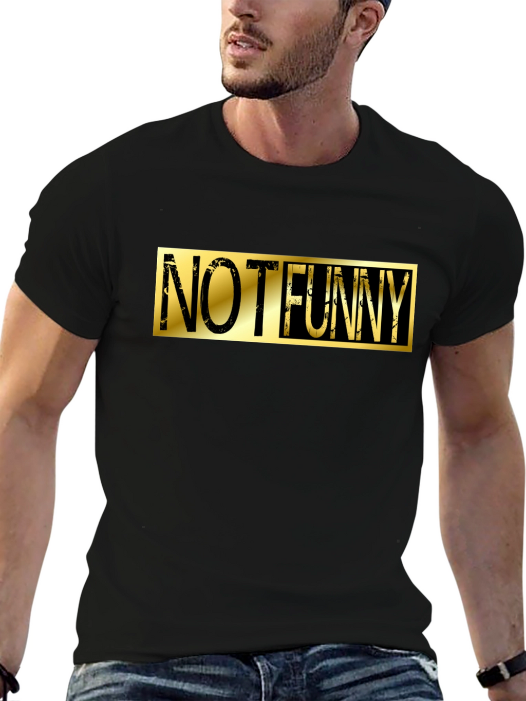 Not Funny Graphic Tee - Black Cotton Casual T-Shirt