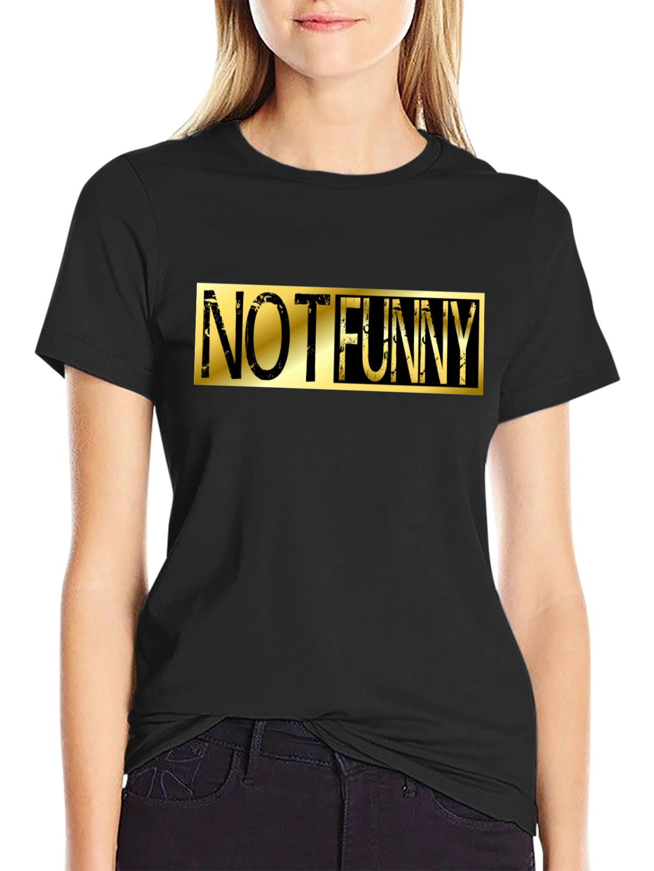 Not Funny Graphic Tee - Black Cotton Casual T-Shirt