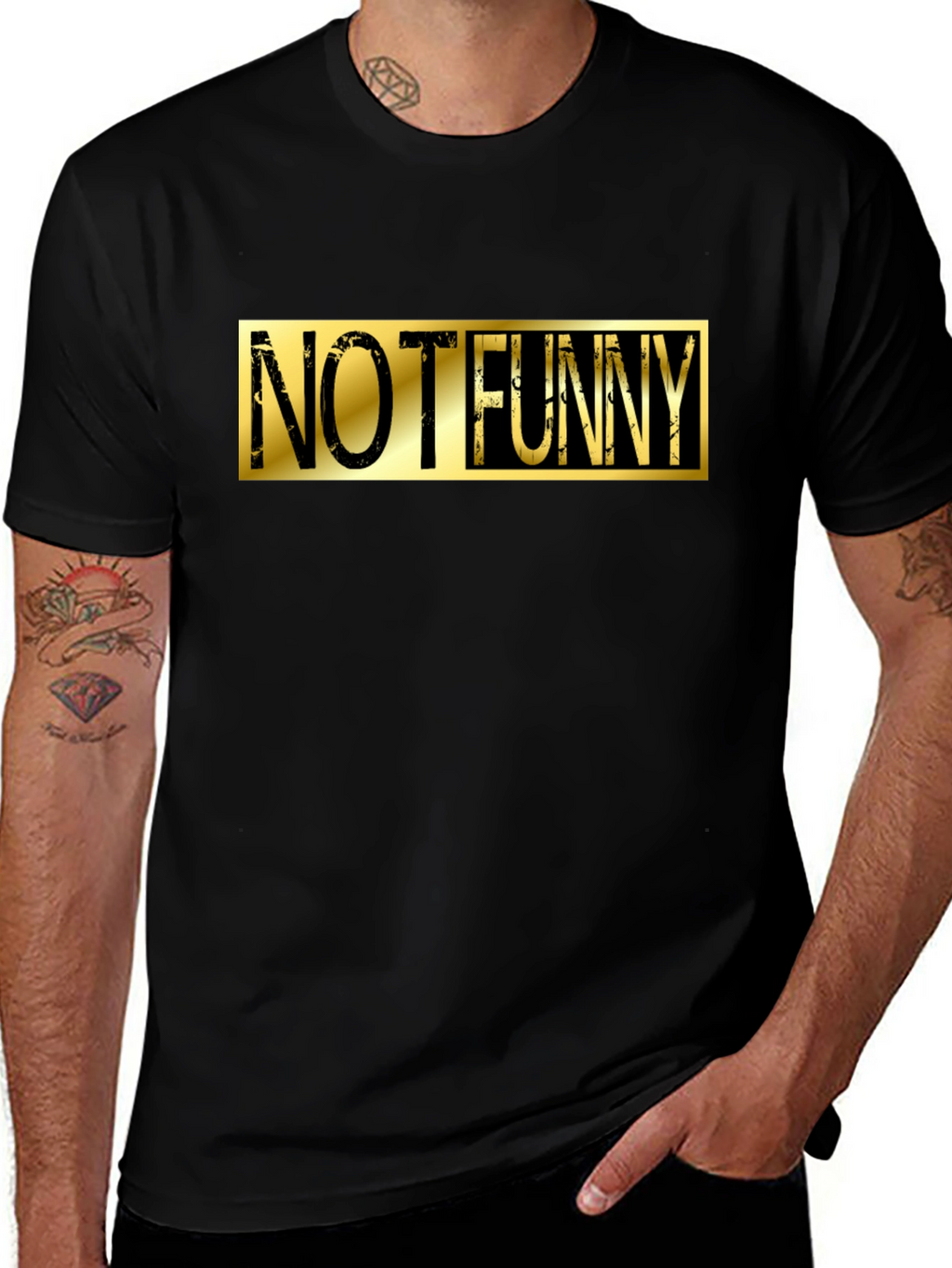 Not Funny Graphic Tee - Black Cotton Casual T-Shirt