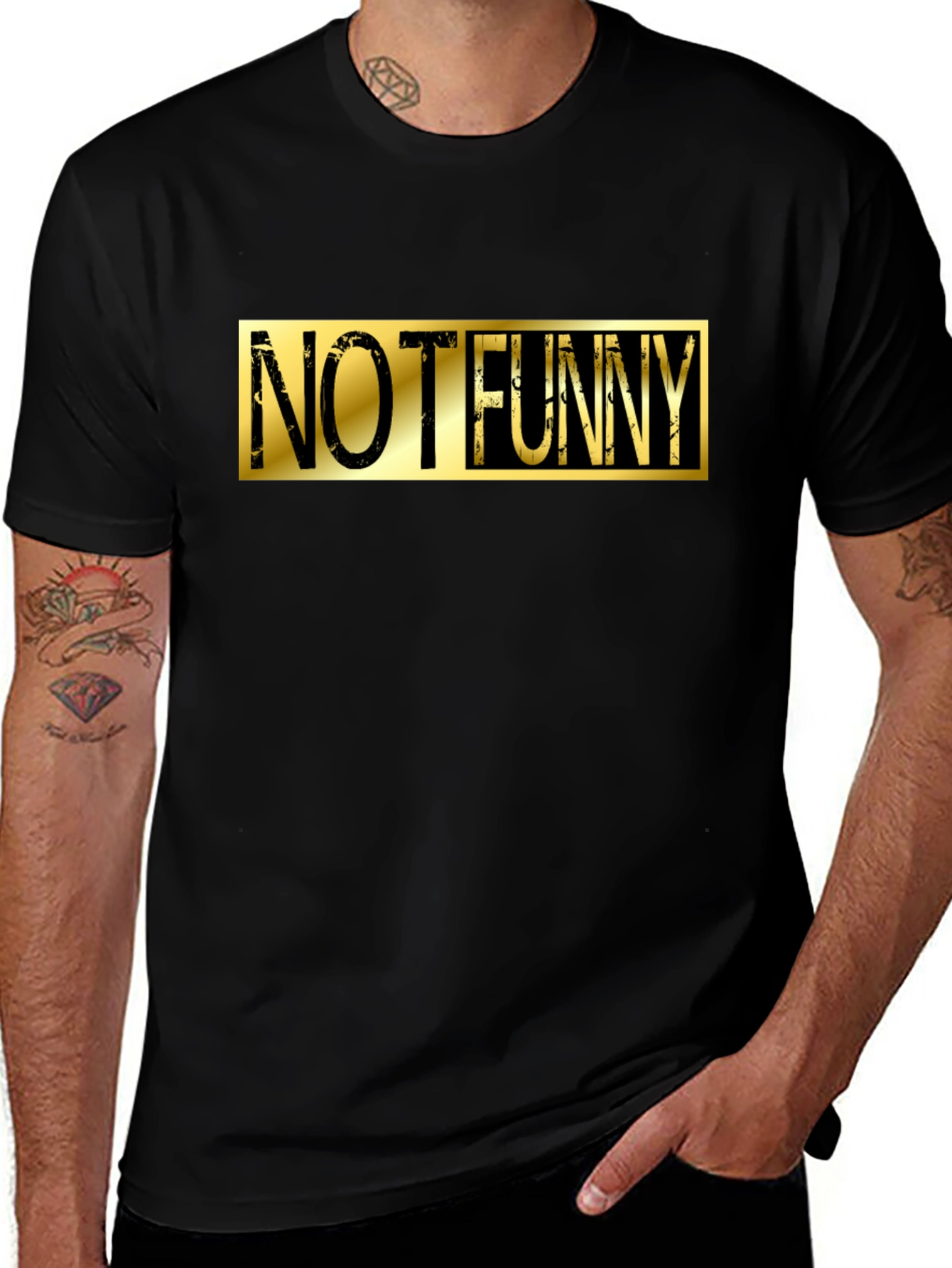 Not Funny Graphic Tee - Black Cotton Casual T-Shirt