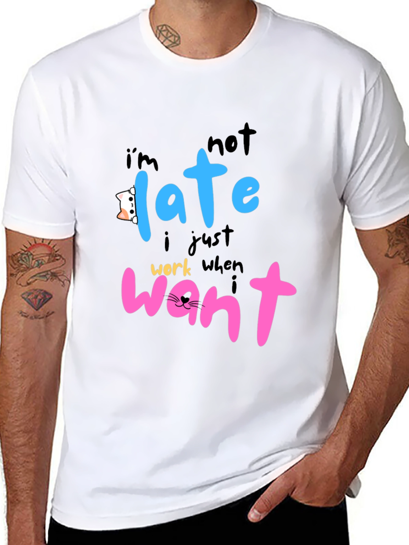 Funny Cat Lover T-Shirt - Im Not Late