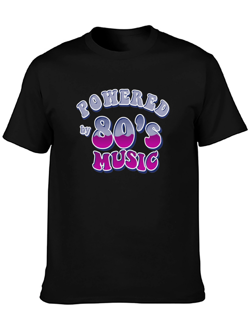 Powered by 80s Music Black T-Shirt
