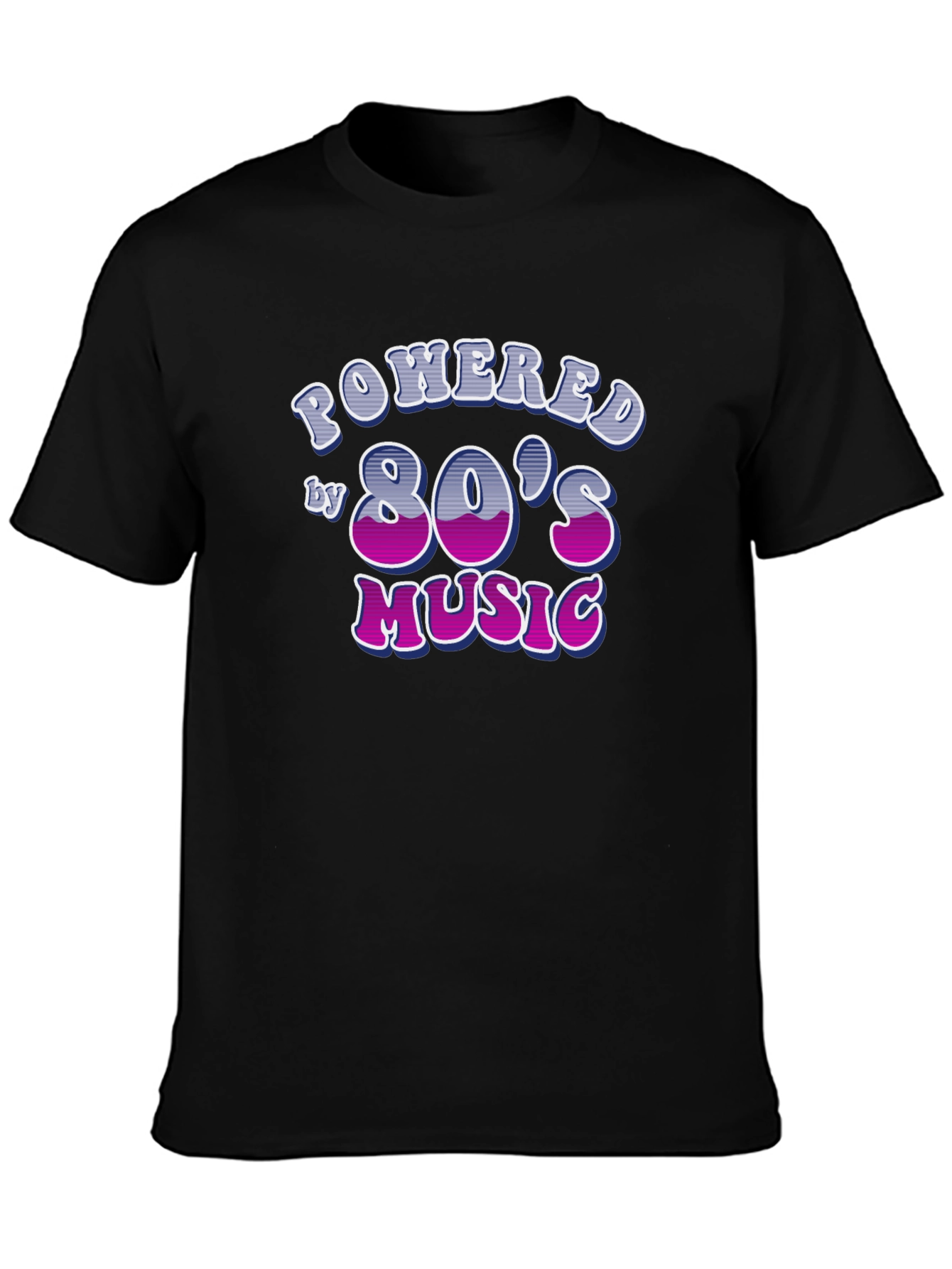 Powered by 80s Music Black T-Shirt