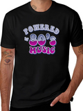 Powered by 80s Music Black T-Shirt