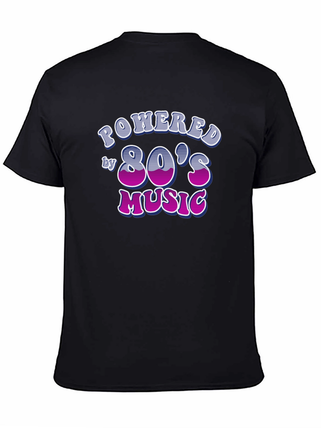 Powered by 80s Music Black T-Shirt