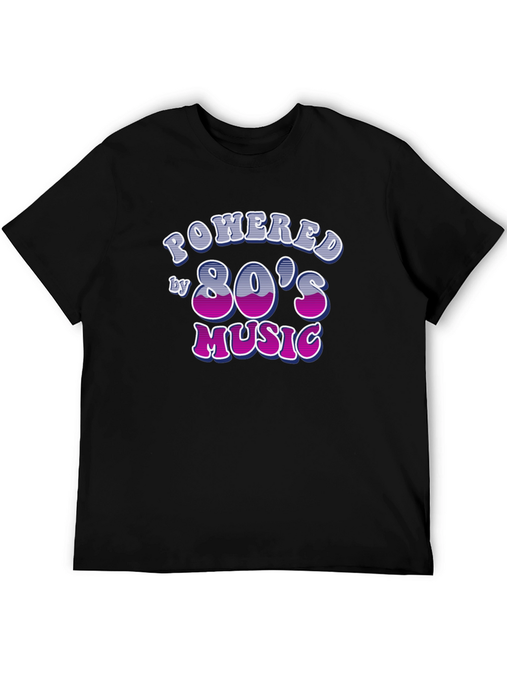 Powered by 80s Music Black T-Shirt
