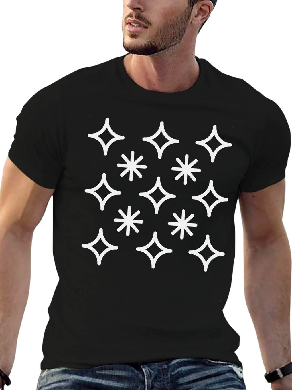 Sparkle Star Graphic Tee - Mens Black T-Shirt