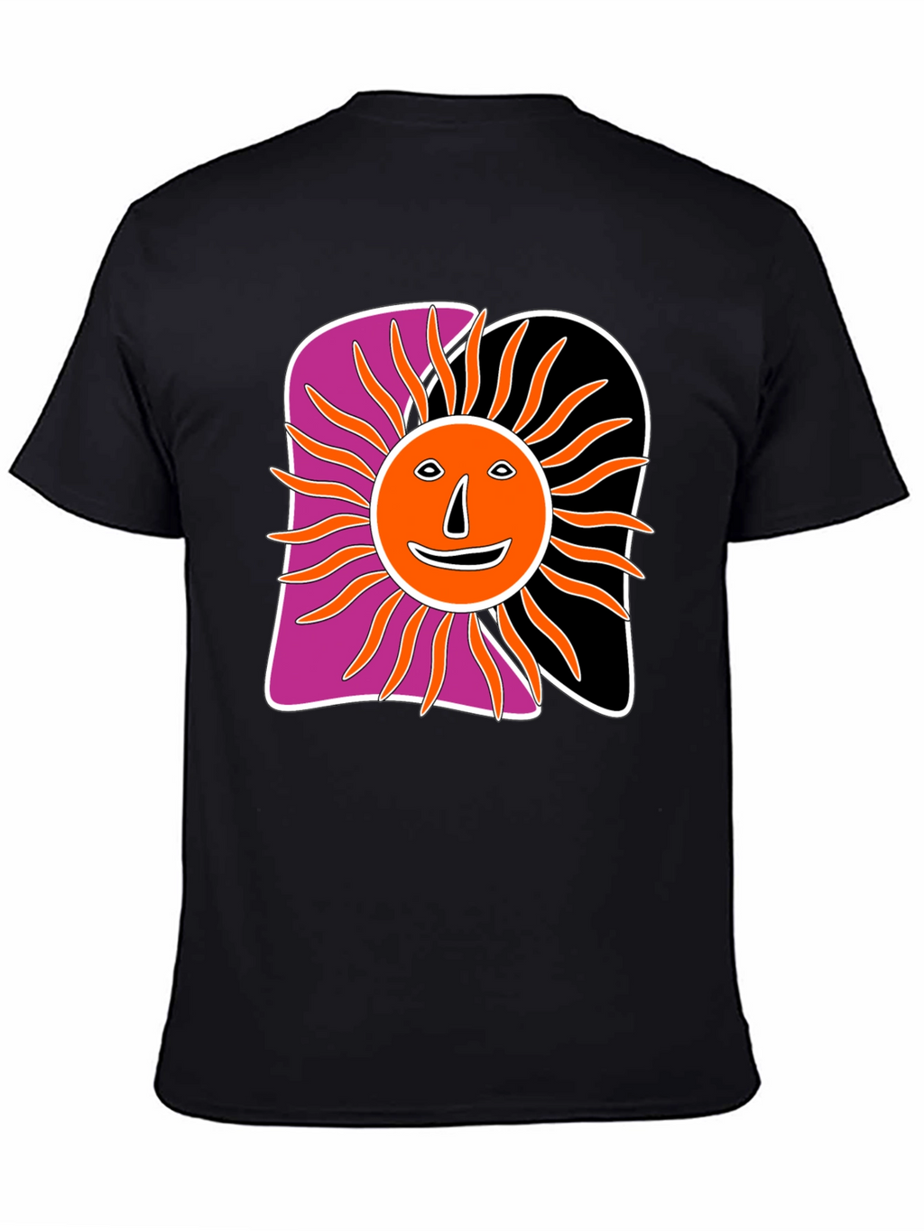 Retro Sun Graphic Tee - Black Cotton Blend