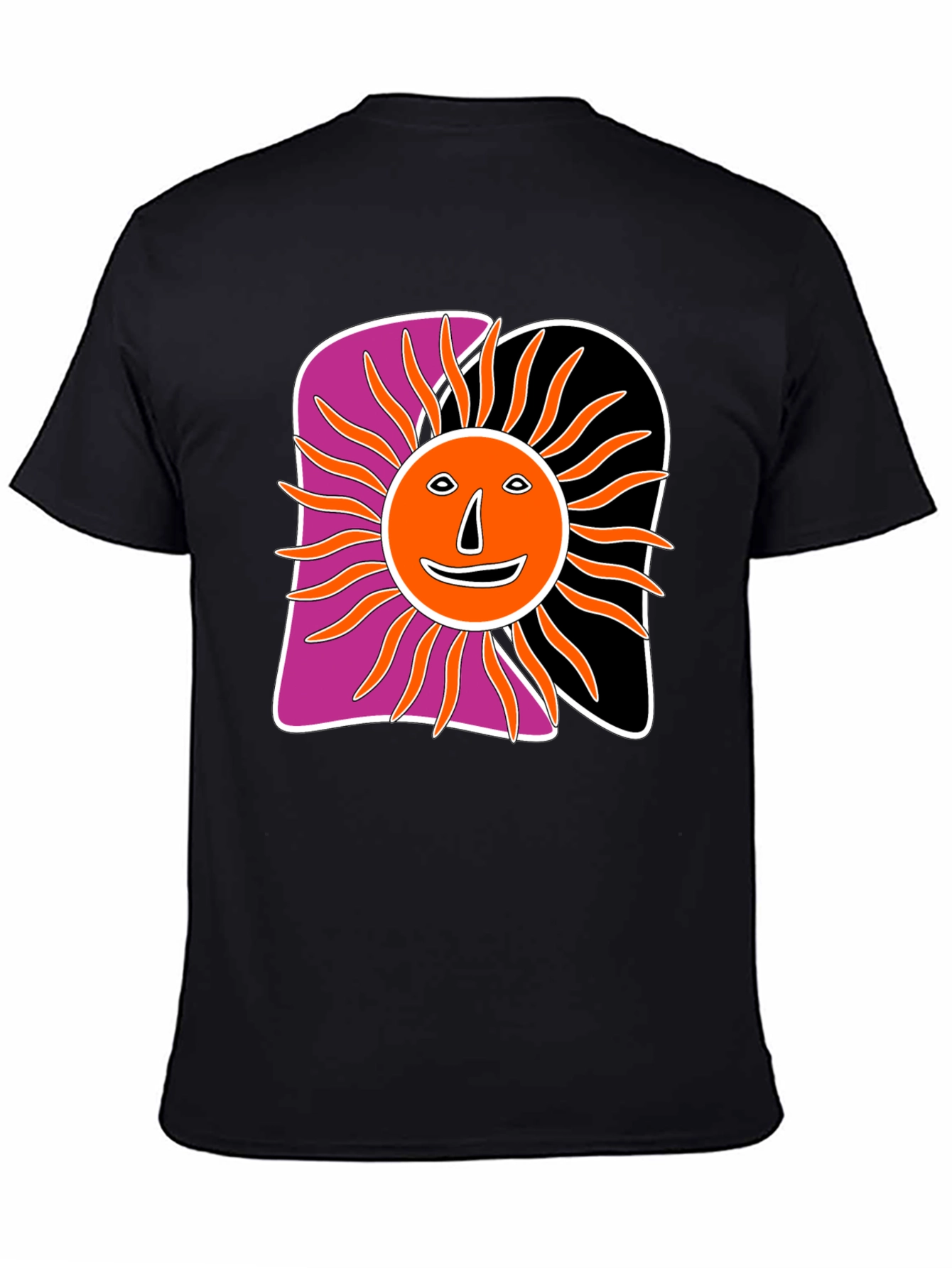 Retro Sun Graphic Tee - Black Cotton Blend