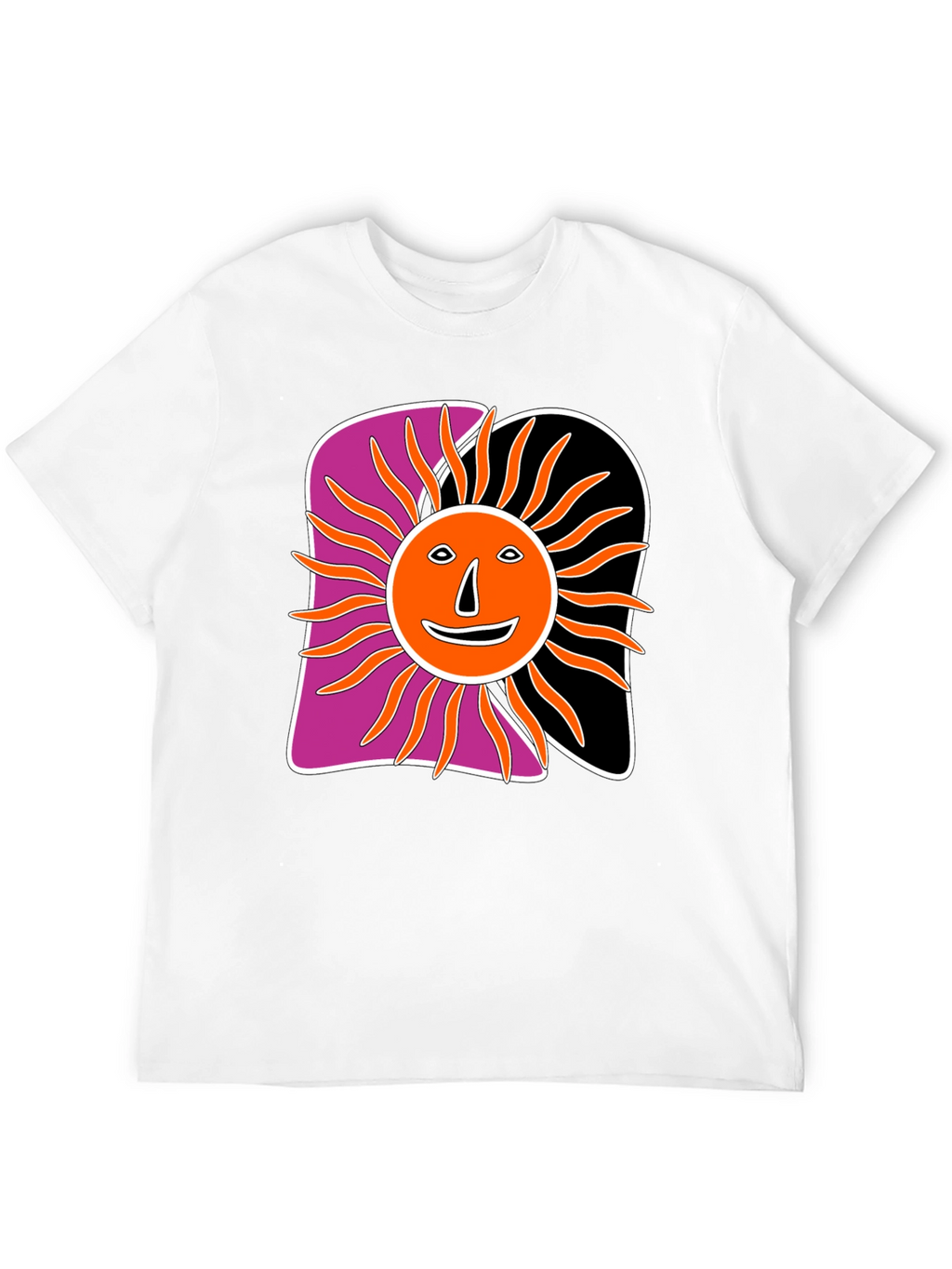 Retro Sun Graphic Tee - Black Cotton Blend