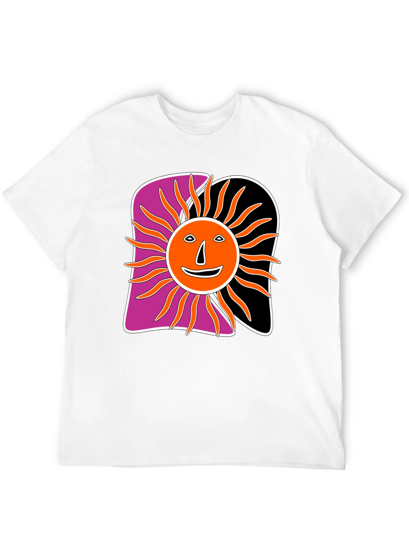 Retro Sun Graphic Tee - Black Cotton Blend