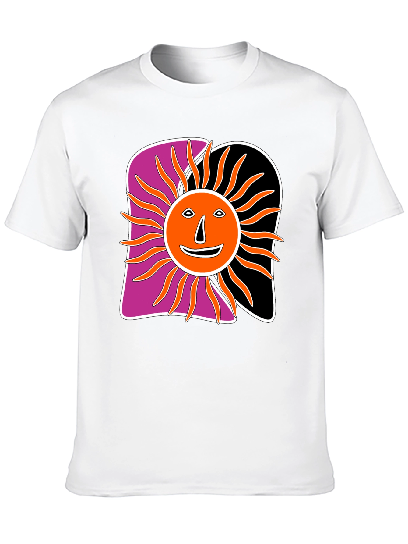 Retro Sun Graphic Tee - Black Cotton Blend