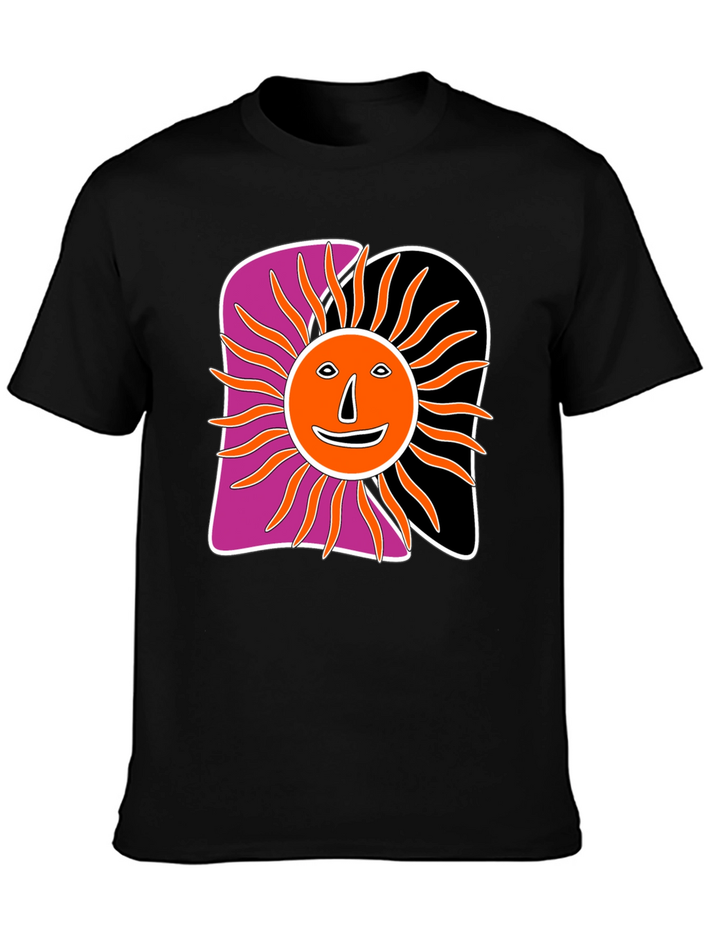 Retro Sun Graphic Tee - Black Cotton Blend