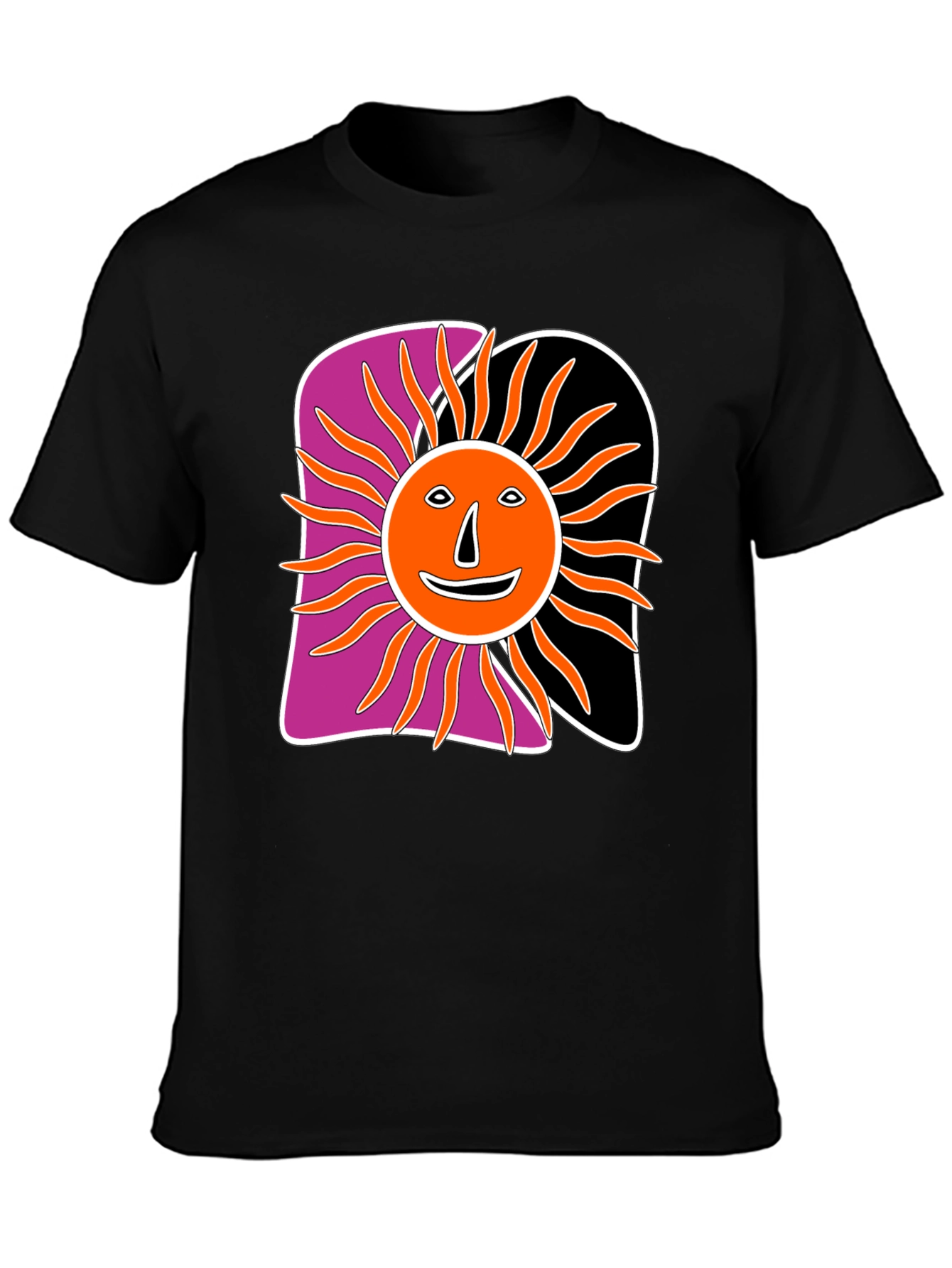 Retro Sun Graphic Tee - Black Cotton Blend