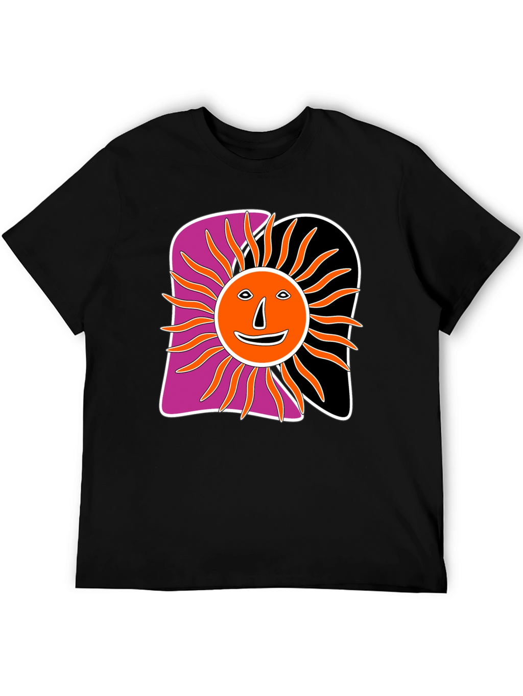 Retro Sun Graphic Tee - Black Cotton Blend