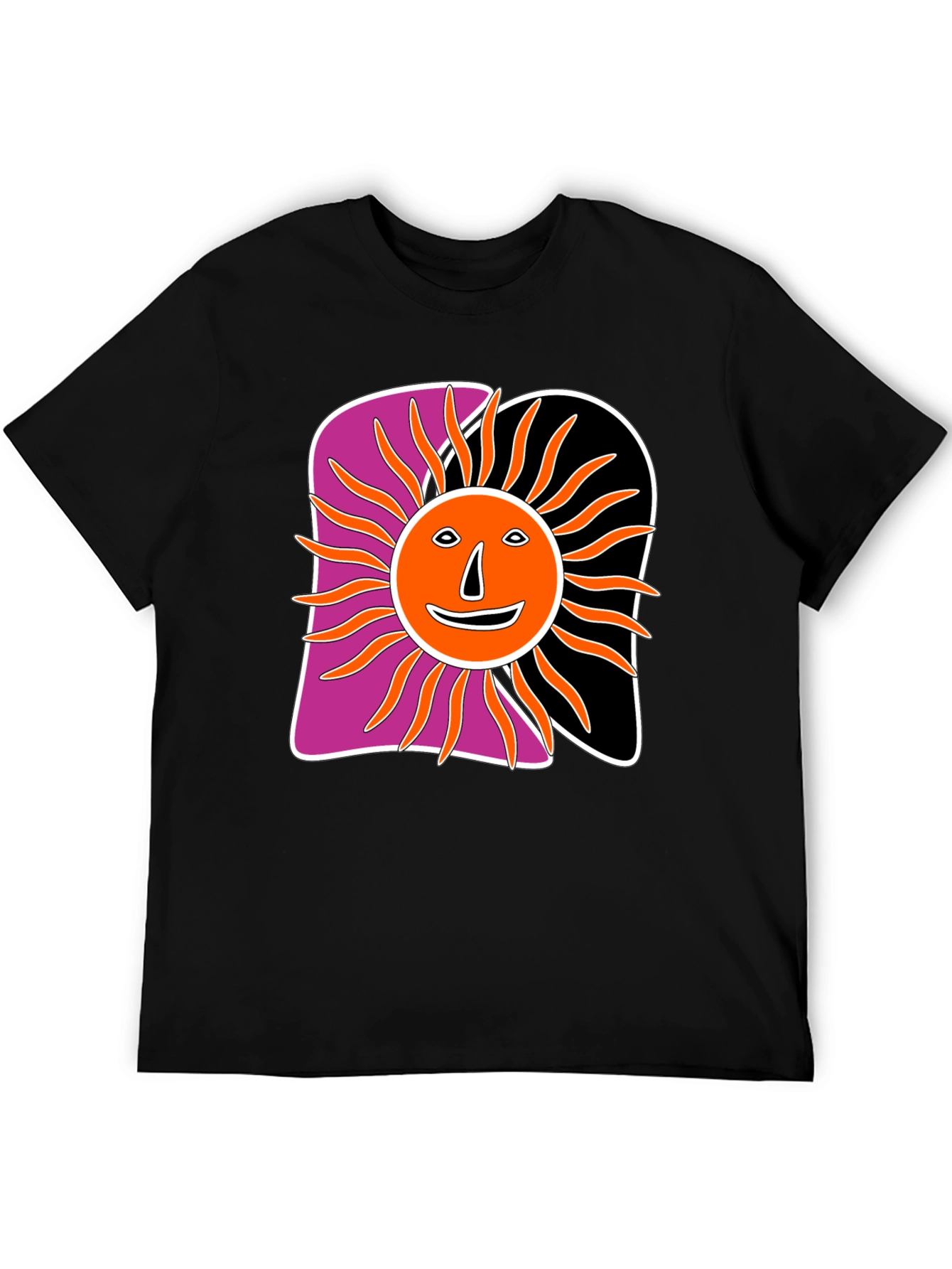 Retro Sun Graphic Tee - Black Cotton Blend