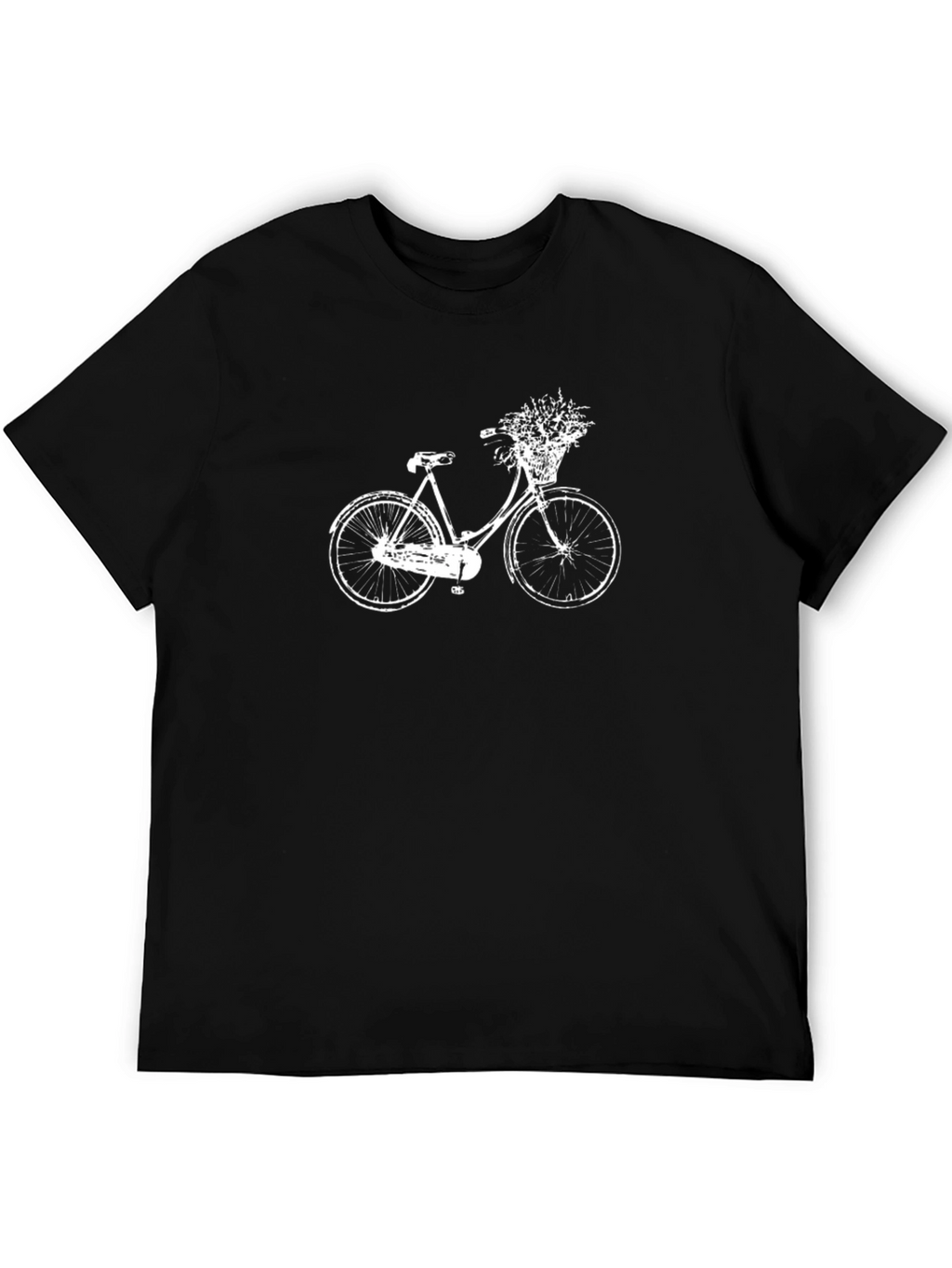 Black T-Shirt with White Bicycle Graphic