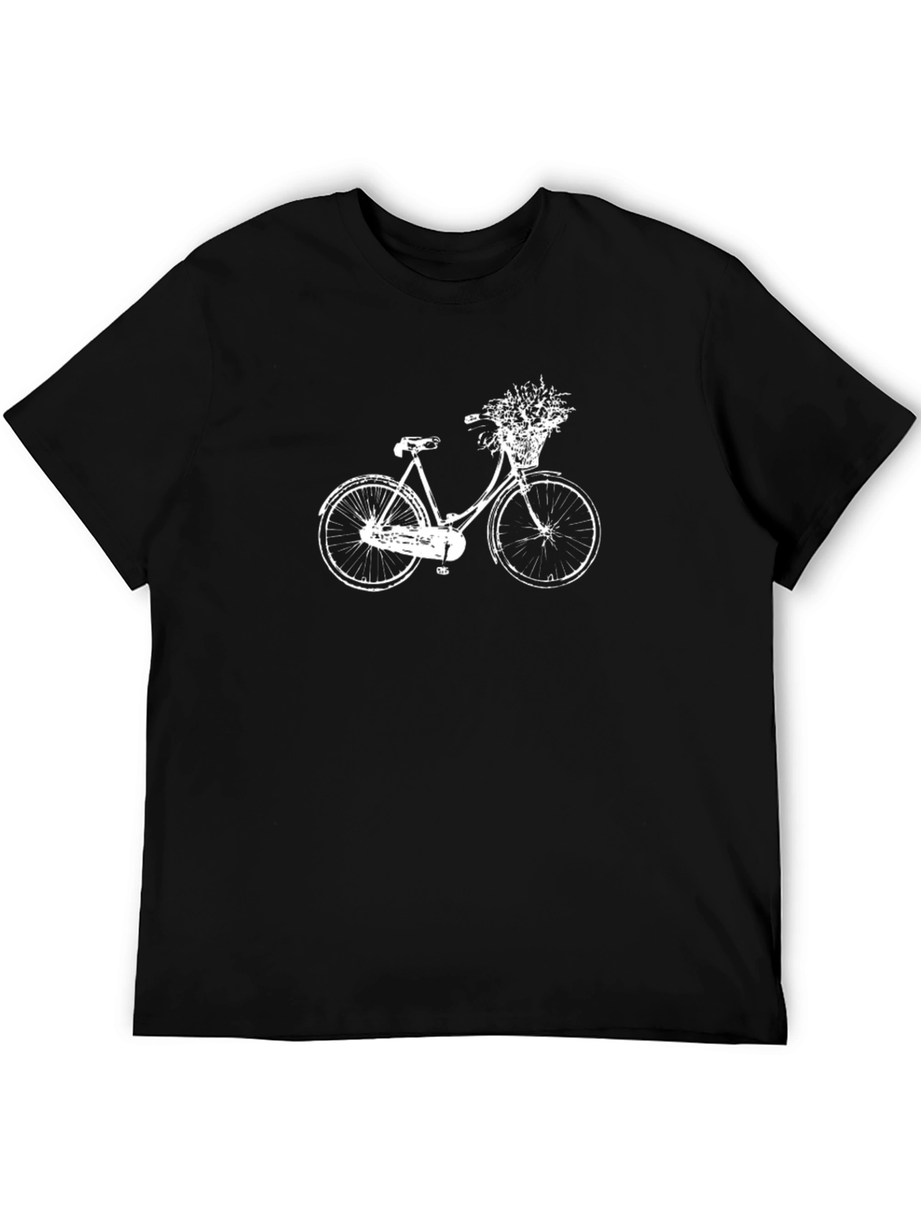Black T-Shirt with White Bicycle Graphic