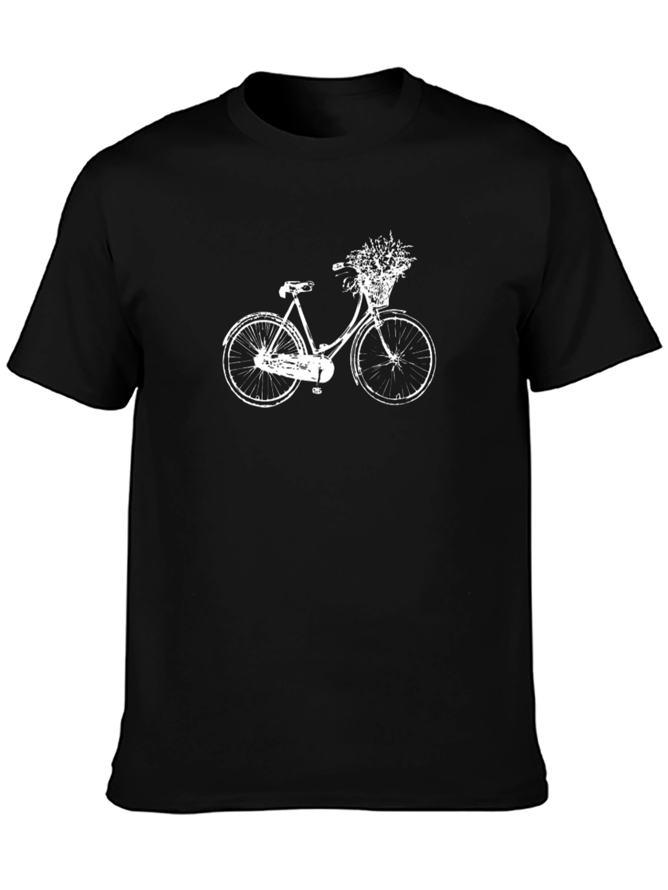 Black T-Shirt with White Bicycle Graphic