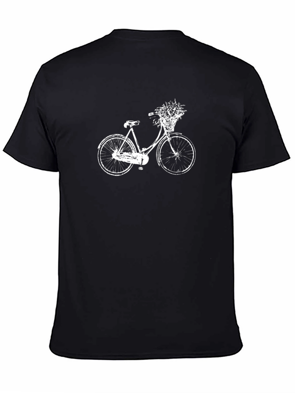 Black T-Shirt with White Bicycle Graphic
