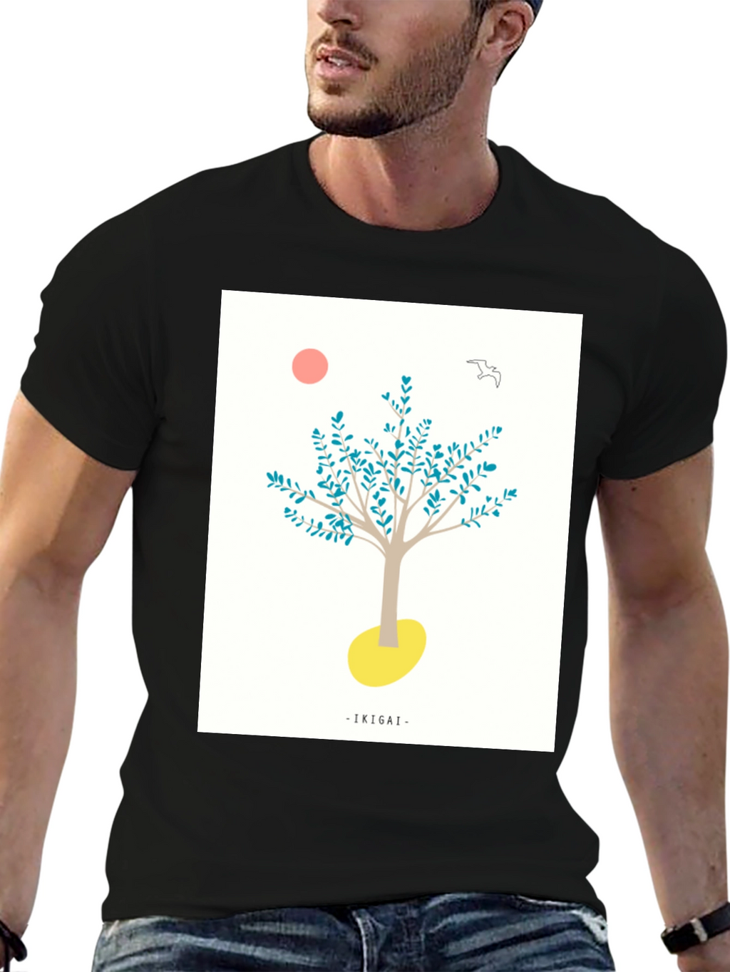 Ikigai Tree Graphic Black T-Shirt