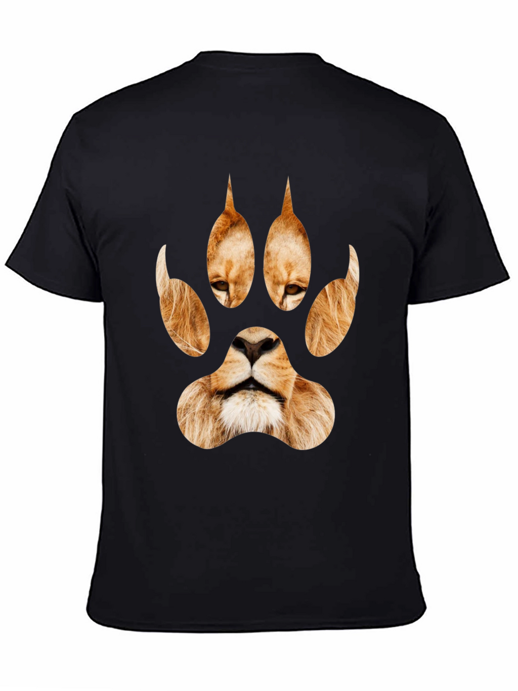 Lion Paw Print Graphic Tee - Black