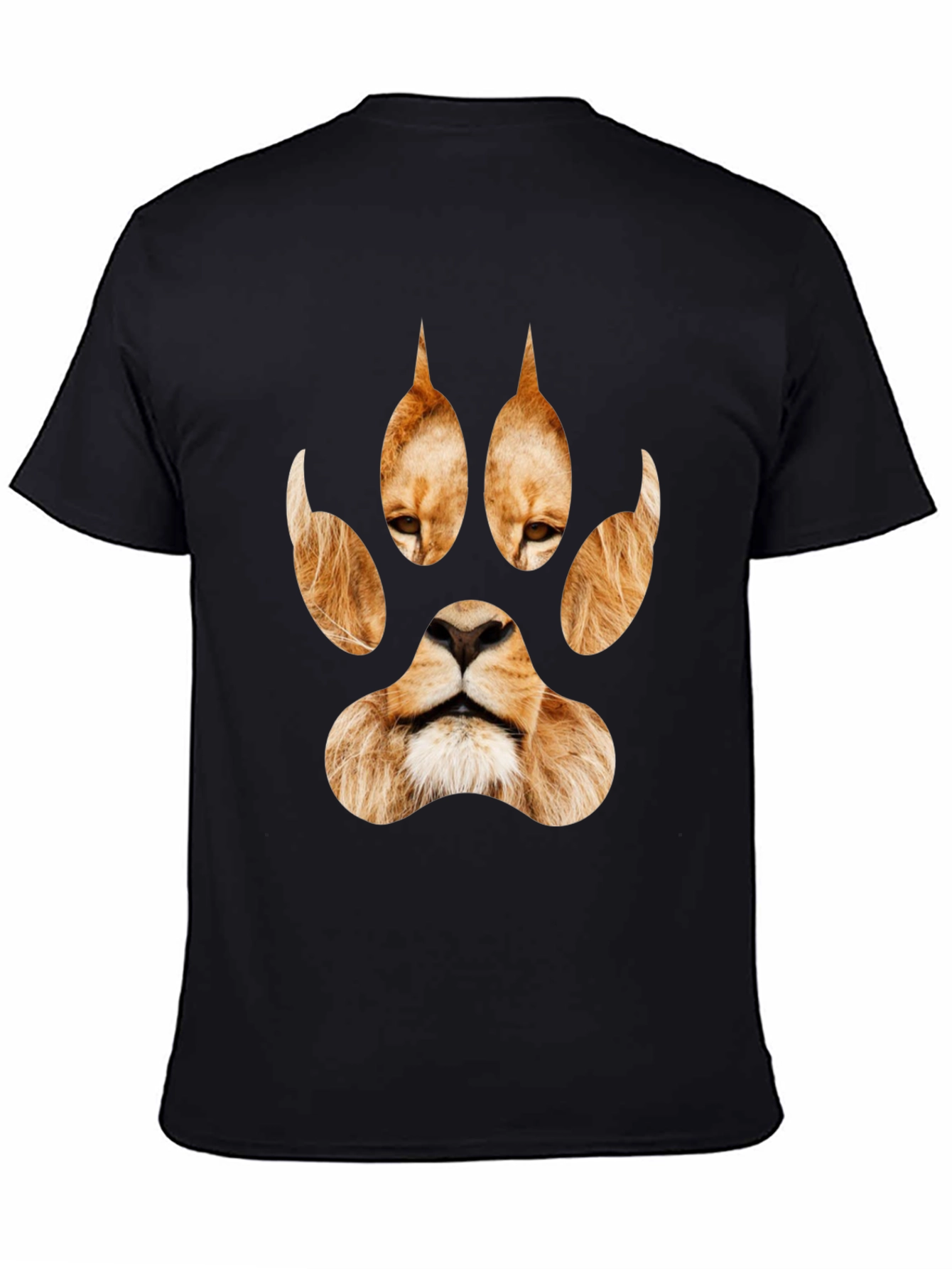 Lion Paw Print Graphic Tee - Black