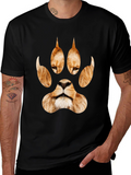 Lion Paw Print Graphic Tee - Black