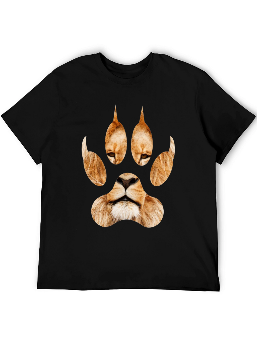Lion Paw Print Graphic Tee - Black